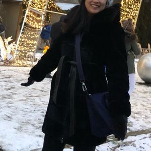 🔥 Authentic Mink and Shearling Coat Jacket, Warm Winter Coat XS Rare 🔥🔥